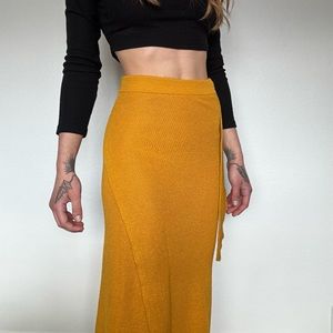 Free People Beach Women’s Knit Midi Wrap Golden Yellow Maxi Skirt